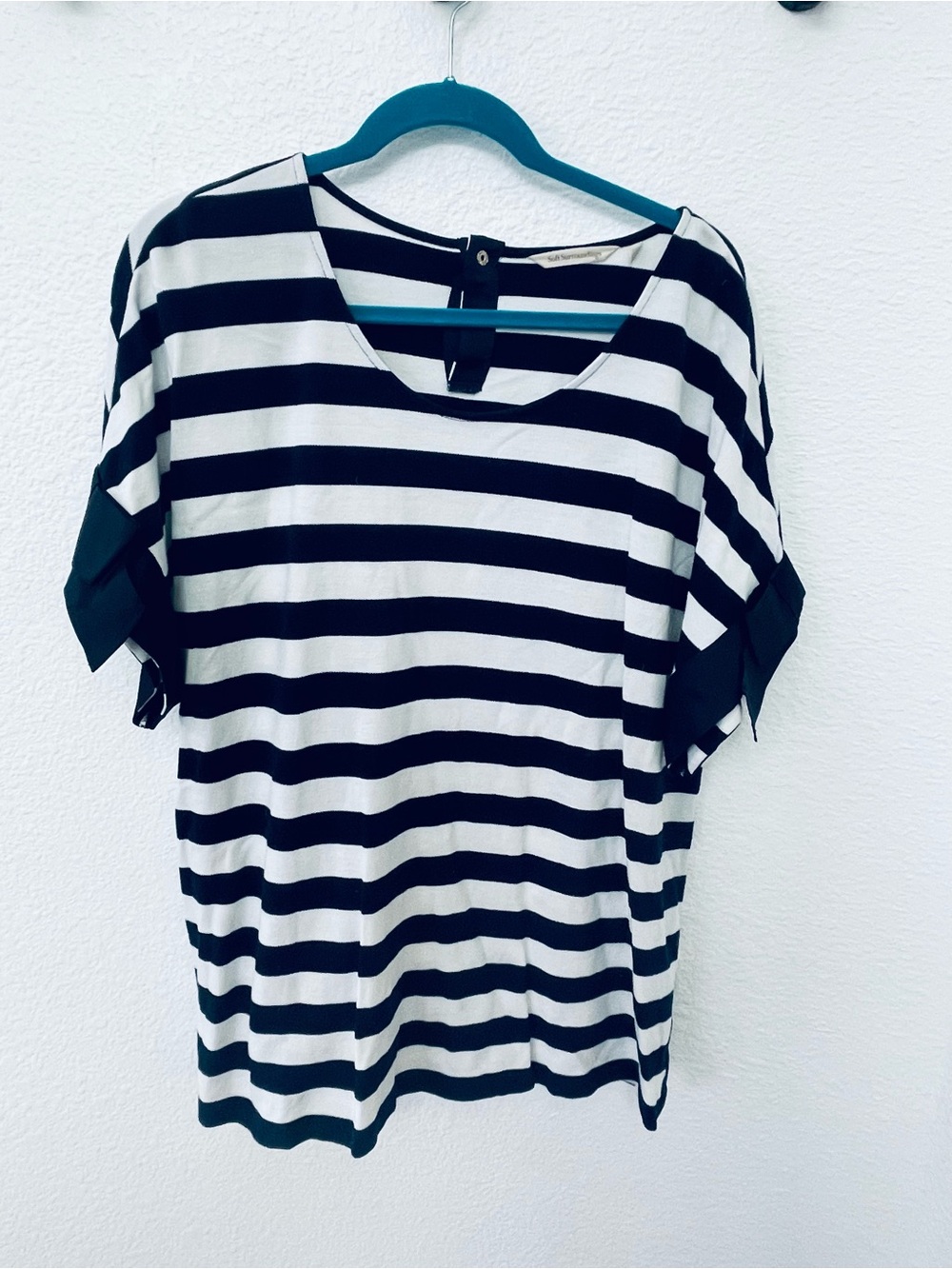 Soft Surroundings Black and White Striped Short Sleeve Tee